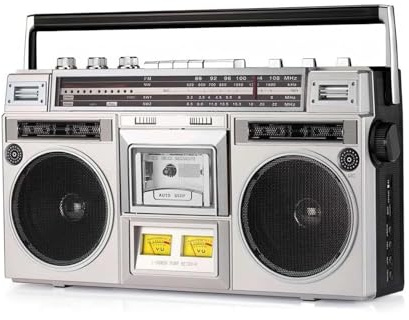 80-tals retro CD-/kassettspelare, retro Bluetooth-spelare med inbyggd CD/kassett, bärbar radio, SD/USB-kompatibel, kassettinspelare för familjesammankomster och resor