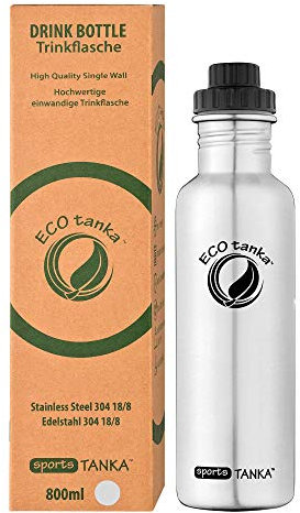0,8 Liter sportsTANKA™ Edelstahl Trinkflasche von ECOtanka mit Reduzier-Verschluss, Nachhaltige Trinkflasche für Sport, Outdoor, Fitness, Wandern und Freizeit, BPA-Frei, Auslaufsicher -