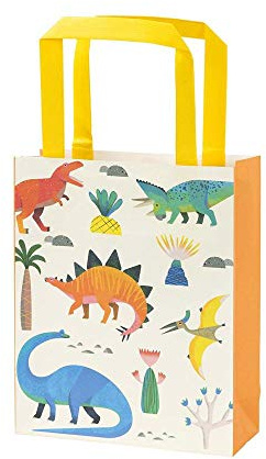 Talking Table Pack med 8 dinosaurie festväskor för barn födelsedagsfest, pappersväska att fylla med godsaker, presenter och tårta | Perfekt som presenter, flickor eller pojkar, dinotreatbag