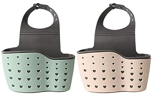 Youery 2pcs 3 Pcs Kitchen Sink Sponge Holder, Portable Sink Shelf, Hanging Strainer Organizer Storage Bag with Adjustable Strap and Drain Holes for Finishing and Draining