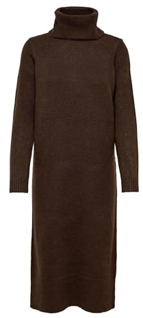 Only Robe en Tricot à col roulé pour Femme, Chicory Coffee, M