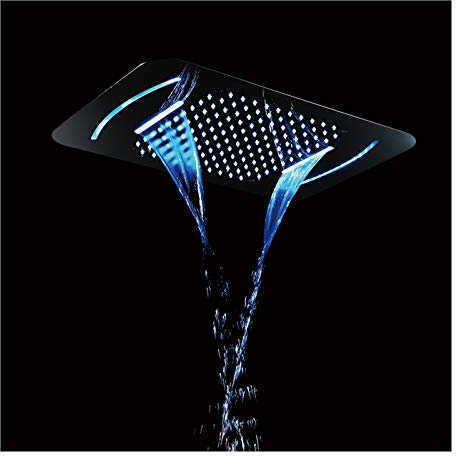 Shower Set LED Alcachofa de Ducha Alta Presiòn Cabezal de Ducha Cromo Placa de Ducha Acero Inoxidable Montado en el Techo Alcachofa Ducha, 580 * 380 mm