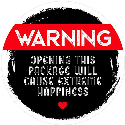easykart labels Black and Red Adorable Warning Extreme Happiness Stickers | 500 PCs/Roll | 1.5 Round Size|Highly Recommended for Personal Use Or Small Business (1 Pack)