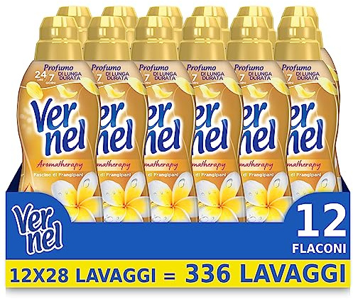 Vernel Aromatherapie Charm of Frangipani Konzentrierter Weichspüler für die Waschmaschine, Parfümgefühl wie gerade gewaschen, 12 Flaschen à 700 ml (336 Waschgänge), 8400 g