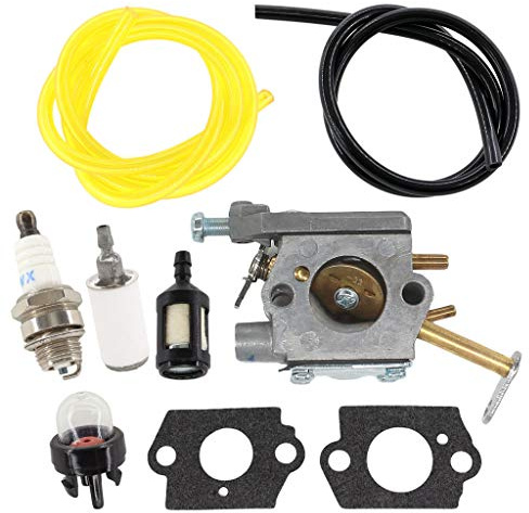 HURI Vergaser mit Dichtung Benzinschlauch Benzinfilter Zündkerze für Homelite 33cc CSP 3314 Kettensägen # A09159 000998271 Walbro WT-673 Zama C1Q-H42 C1Q-601
