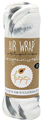 Woombie Kaia Papaya Multi-Use Organic Air Wrap Washcloths, Pack of 4 - Quick Dry and Ultra Absorbent for the Beach, Pool, Bathtime, and More - Gray/White, 8in x 8in