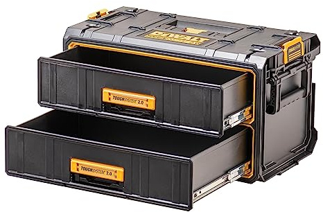 Dewalt Toughsystem 2.0 lådenhet DWST83529-1 (med två djupa lådor, kullager skenor, etiketthållare, lastkapacitet 10 kg per låda, kompatibel med andra toughsystemslådor)