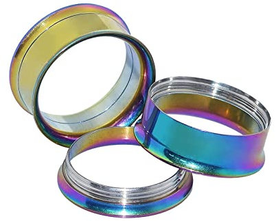 Wycian Ohr Plug, Tunnel Frauen Mehrfarbiger Reifen Mehrfarbig 2STCK 6g 4MM Rostfreier Stahl Tunnel Piercing für Männer Frauen