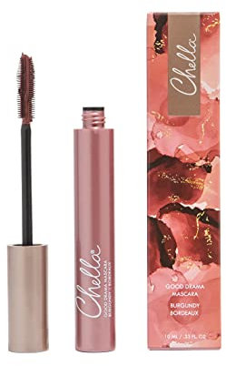 Chella Good Drama - Mascara vegano, volumizzante e allungante, cruelty free e senza parabeni, 10 ml (bordeaux, 10 ml)