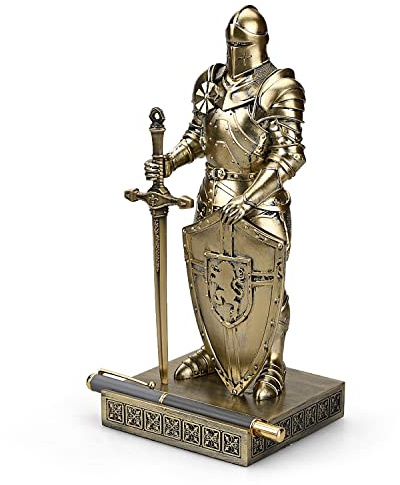 HDMbigmi King's Guard Ornament Ritter Statue für Schreibtisch, Desktop-Zubehör, Stifthalter, Stifthalter, Briefbeschwerer für Büro und Zuhause (Bronze)