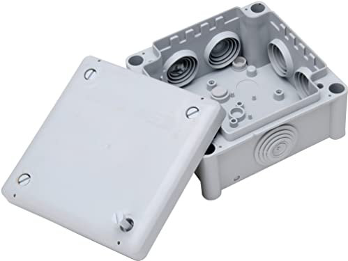 Kopp 351101049 - Scatola di derivazione da parete per ambienti umidi, 102 x 102 x 55 mm, IP66, con 7 ingressi per cavi M25, colore: grigio