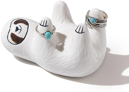 Titanape Faultier Geschenke für Frauen - Lustiger Schmuckhalter, Frauen Geschenke für Geburtstag, Weihnachten, Valentinstag - Keramik Kleiner Ringständer, Display für Raumdekor