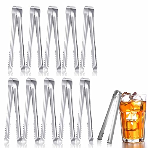 zukent 10Pcs Stainless Steel Ice Tongs Sugar Tongs Serving Tongs Small Kitchen Tongs Buffet Serving Tongs Cake Tongs for Wedding Party Coffee Kitchen Bar Bucket Barbecue - 6.1inch