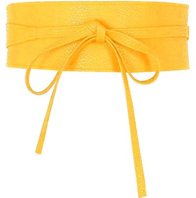 Gloop Damen Mädchen Taillengürtel Breiter Wickelgürtel klassisch Schnüren Gürtel (18902a25 Gelb)