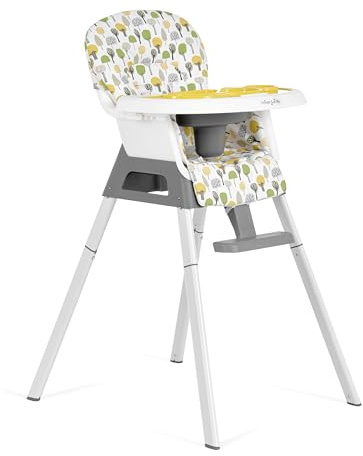 Dream On Me Curio Sit N Seek 3 in 1 Convertible Baby High Chair in Lime, Removable and Adjustable Tray, Portable High Chair, Adjustable Legs, Detachable Footrest, PU Fabric & 5 Point Safety Harness