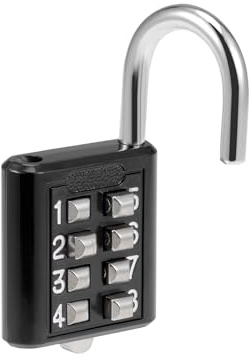 M METERXITY 8 Dígito Combinación Candado - Aleación Zinc Interior Exterior Candado, Presionar Botón Bloquear, Aplicar a Gimnasio Puerta Deportes Taquilla (5mm, Negro)
