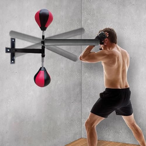 GANDUS Wing Chun Attrappe Wing Chun Boxen Trainer mit Doppel-Kugel, Wandmontierte Kampfsportpuppe Training, Chinesische Tai Chi Dummies Praktiker, Metall Mann Stapel