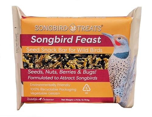 Wildlife Sciences Songbird Treats Seed Cakes Large Seed Bars | 1.5-2 lb Large Bird Seed Cakes for Wild Birds (Songbird Feast)