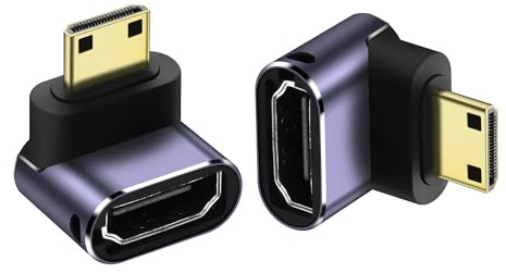 PNGKNYOCN Lot de 2 adaptateurs Mini HDMI vers HDMI 8K - Rectangulaire - 48 Gbps 2.1 - Version Mini HDMI vers HDMI femelle - Avec lumière LED - Prise en charge 8K @ 60 Hz, HDR 4K @ 120 Hz - eARC (Up