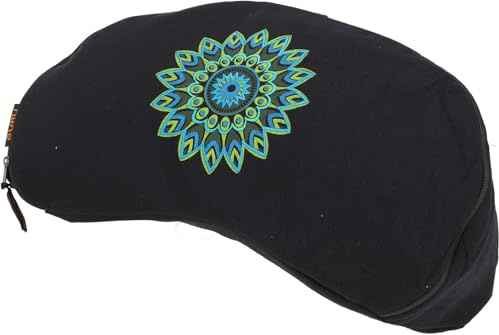 GURU SHOP Yoga Kissen Mond, Yogakissen mit Dinkel Füllung, schwarz | Hochwertiges Meditationskissen, Mandaladruck, individuell anpassbar, hohe Sitzstabilität, ideal für Yoga und Meditation