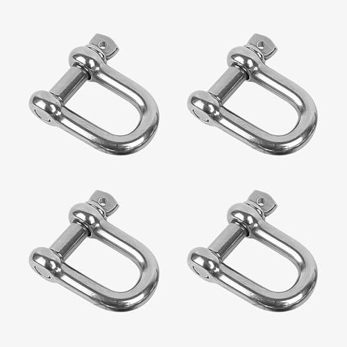 M8 Schäkel, 4 Stück Schäkel Edelstahl Gedreht ø 8 mm 304 D Ring Schraube Schäkel Groß Bügelschäkel Gerade Kurze Form Schäkel für Takelung Drahtseil Stahlseil
