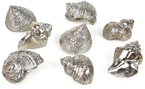 Logbuch-Verlag 8 Deko Muscheln 4 cm Metall Silber Badezimmer maritim Badezimmer Sauna dekorieren edel und besonders