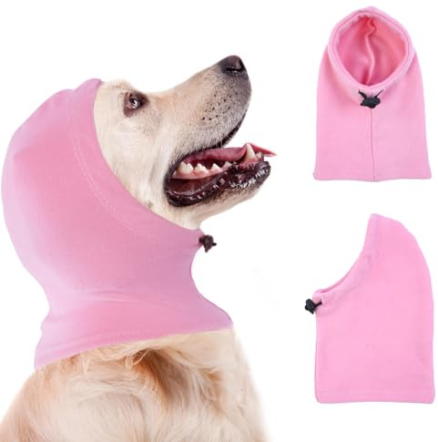 Katzinst Ohrenschutz Hund, Hunde-Schlauchschal für Den Hals, Angstlinderung und Beruhigung von Hundeohren, Haustier-Schlauchschal, Reduziert Lärm, Ohrenhaut Schützen,Rosa,L