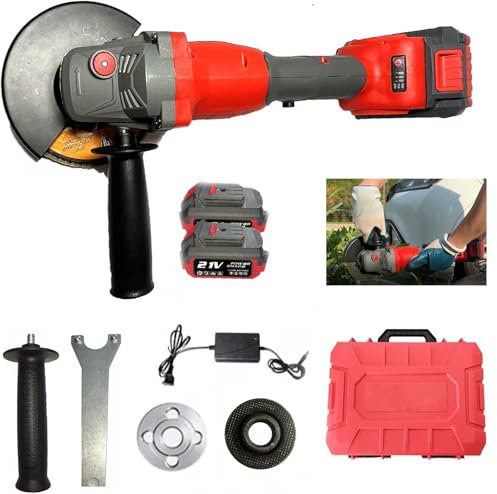 Hooha Akku-Winkelschleifer 21V Mit Akku＆Ladegerät,3000W,Brushless, 125mm Scheibe, 45mm Schnitttiefe, Variable Drehzahl,Zum Schleifen, Trennen Und Bürsten In Verschiedenen Materialien