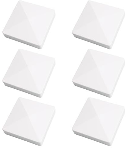 UFURMATE Caps de poteau en PVC de 4 x 4 pouces, pack de 6, couvercles de finition de clôture blancs, étanches et résistants aux UV pour la protection des poteaux de clôture.