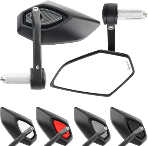 Area1 universal Motorrad Lenkerendenspiegel Rückspiegel Paar e-geprüft kompatibel mit Duke MT07 MT09 MT10 Z900 Z650 Z500 Z125 CMX CB 500 Hornet SV650 XSR F900R M1000R/XR (Carbon)