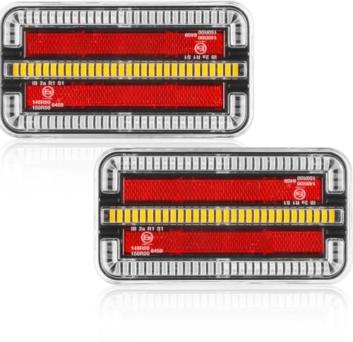 ETUKER 2x Feux de Remorque Led 12/24V 4Fonctions Feu Arrière RemorqueÉclairage Remorque Etanche ECE R10 EMC