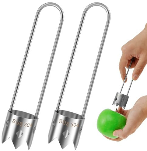 BUTORY Évideur de Pommes Acier Inoxydable, Chili Corers, Vide Pommes avec Trou de Suspension, Dénoyauteur à Pomme avec Poignée pour Cuisine à La Maison, Accessoires de Cuisine et Maison(2)