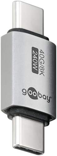 goobay Adaptador USB C 240W 40 Gbit extensión Recta USB4 (Macho a Macho) / Adaptador USB 4.0 8K@60 Hz, Compatible con Versiones anteriores USB 3.1, 74448