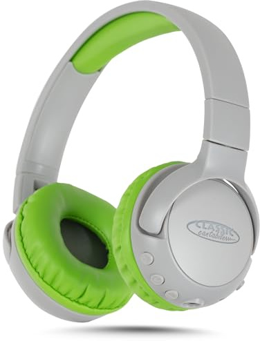 Classic Cantabile KKH-20B Kinderkopfhörer Grau, Allgemein, Reichweite: 10 m | Bluetooth und Kabelnutzung für flexible Verbindungsmöglichkeiten, Coole Leuchtfunktion, die Kinder begeistert, 400 mAh, 3 mm