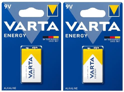 Batteria Energy 9V - 6LR61 - Alcalina Alkaline Battery - Confezione da 2 batterie - Presentazione: 2 blister da 1 batteria