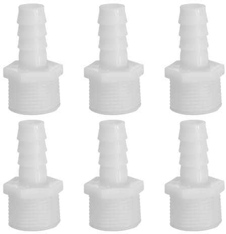 PATIKIL 6 Pack Plastic Hose Barb Reducer Fitting, 1/2 Barb x G3/4 Male Thread Adapter Connector Pipe Fitting Union for Gas Liquid Air Line Tubing Pipe