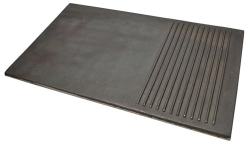 SEZAM Piastra in ghisa, piastra in ghisa, griglia liscia scanalata, 50 x 30 cm (49,5 x 30 cm)