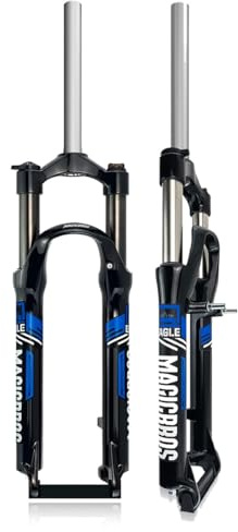 KANGXYSQ 26 Zoll MTB Federgabel Mountainbike Vorderradgabeln 1-1/8 Gerades Rohr Federweg 100mm Manuelle Steuerung V-Scheibenbremse QR 9mm Fahrrad-Gabel(Black Blue)