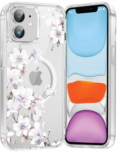 Saqmkil Handyhülle für iPhone 12 Mini Hülle für Magsafe mit Blumen Muster