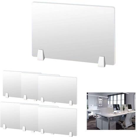 Tasofac 6 divisores de escritorio, panel de privacidad de PVC de 60 x 40 cm, divisor de escritorio de oficina/examen, ligero y fácil de montar