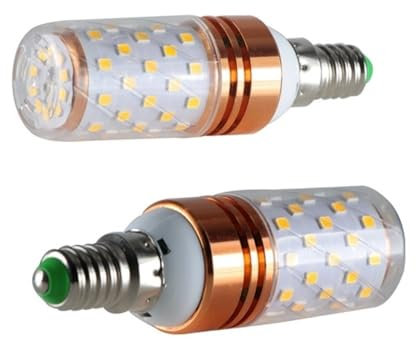 Fengyan Bulbi Domestici, Confezione da 2 lampadine a LED a forma di mais, AC85-265V, E27/E14/B22, 12W, faretto a candela LED, lampada for la casa(White E14)