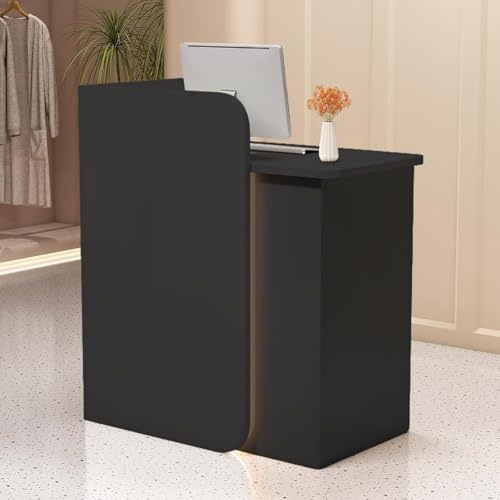Descrito De Recepción Con Casilleros De Almacenamiento, 60-160cm Mesa De Recepción, Mostrador De Pago Moderno Para Salón, Oficinas, Hotel, Tiendas Minoristas Tablas De Hab Black-turn right 60×45×95CM