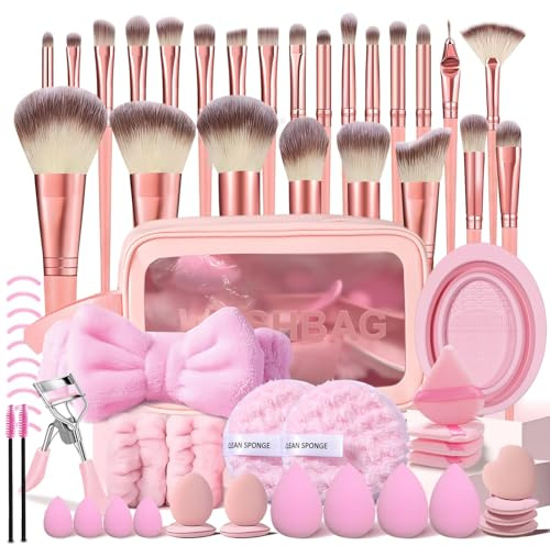 65 Stück Pinselset Makeup Professionelles Make up Pinsel set für Frauen, Multi-functional schminkpinsel set Für Augen und Gesicht Kosmetik, Pinsel in Reisegröße, super weich