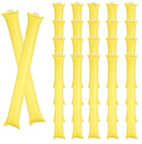 uxcell 24Pcs Thunder Sticks, Thicken Cheering Team Spirit Stick Clapper, Cheerleading Plastic Inflatable Noise Makers for Sporting Events, Dance Party Favors, Concerts, Yellow
