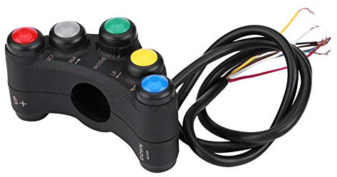 Interruptor de Manillar para Moto 22mm, Control Universal 7 en 1, Interruptor de Luz Direccional Bocina Luz de Niebla Encendido/Apagado con Botón ON/OFF para ATV Scooter Motonieve