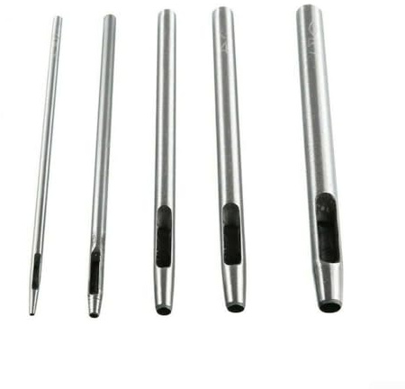 Set di 5 punzoni per pelle, kit di strumenti per fori rotondi in pelle, gomma, vinile e guarnizione in acciaio, utensili manuali per artigianato