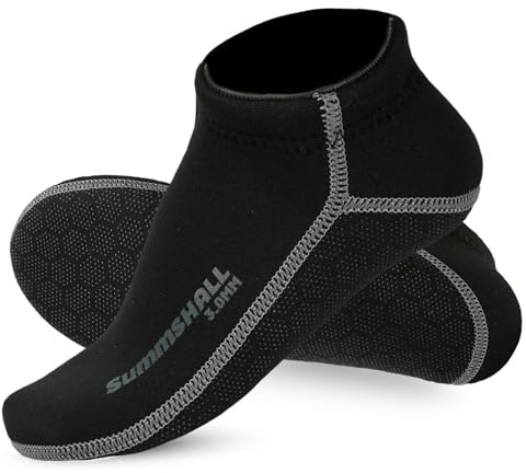 Summshall Neoprensocken, 3 mm Rutschfeste Neopren Socken für Herren und Damen, Kurz Warme Flossensocken, Thermische Schwimmsocken für Kaltes Wasser, Schnorcheln, Kajakfahren, Strand, Wandern