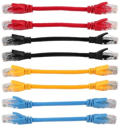 Short Cat6 Patch Cable, 8pcs 0.15m Ethernet Cable RJ45 Connectors, Patch Cables Cat6 for Router, Modem, High-Speed Transmission, Durable Network Cable Short for Gaming, Streaming, Mixed Color Use