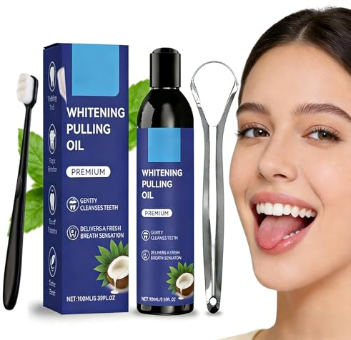 Coconut Oil for Teeth Pulling,Oil Pulling,Coconut Oil Pulling Mouthwash for Teeth Whitening & Fresh Breath,Natural Formula,100ml with Tongue Scraper Included and Toothbrush