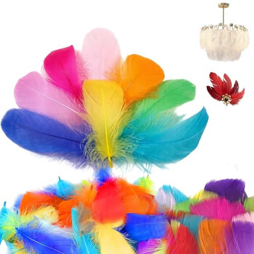 600 Stück Bunte Federn zum Basteln Natürliche Bastelfedern Großpackung für Traumfänger DIY Handwerk Hochzeit Party Deko Ostern Masken Kostümzubehör Farbenfrohe Dekofedern Set für Kinder Erwachsene